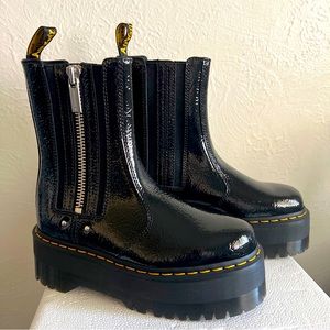 Dr Martens PATENT CHELSEA PLATFORM Y2K Street Style Patent Leather Boots Sz 8